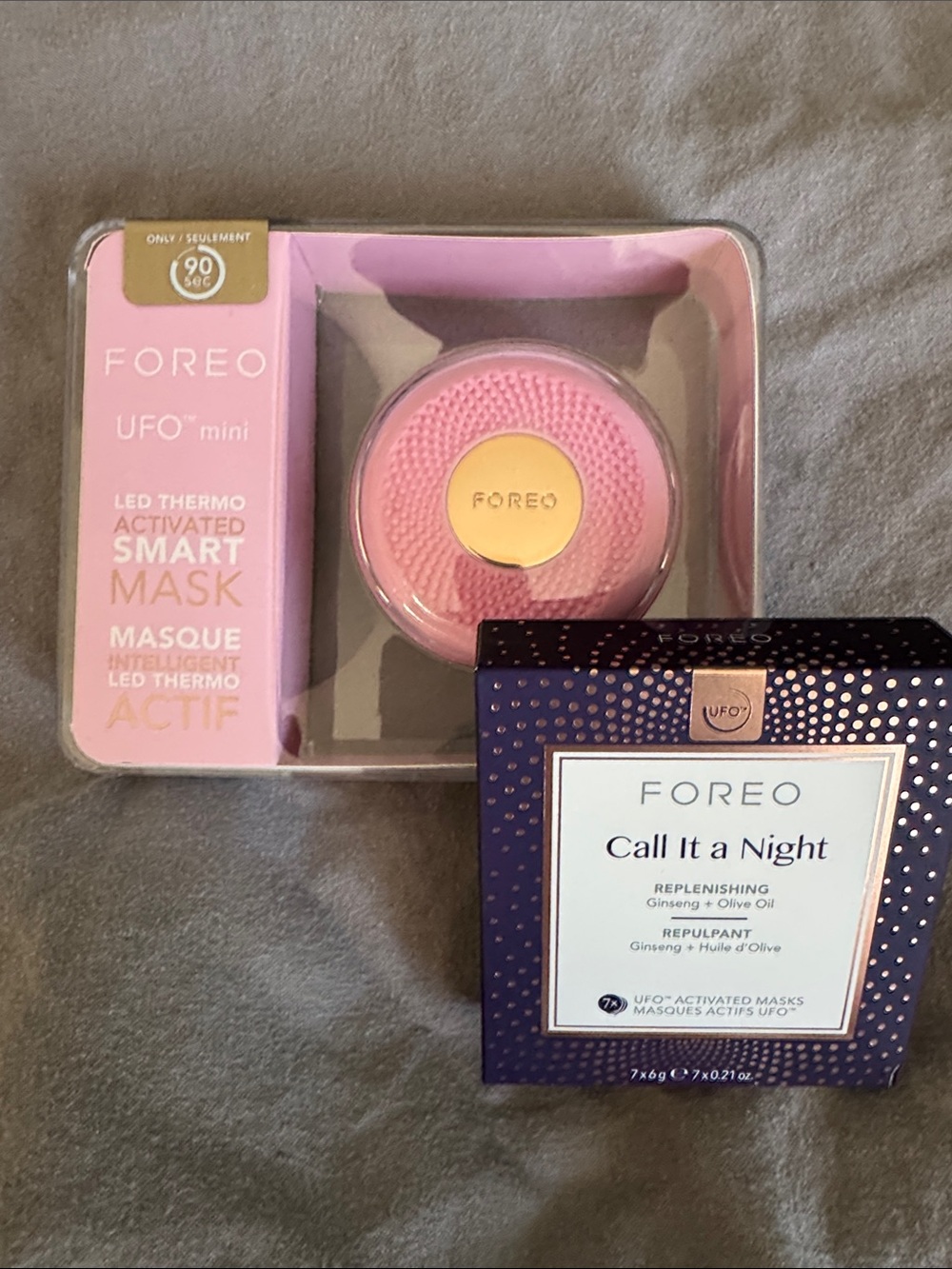 FOREO UFO Mini Smart Mask Device & Call It a Night Mask -Pearl Pink NEW in Box